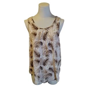 Tommy Bahama Sleepwear Tan Cream White Floral Pajama Tank Top Size Large